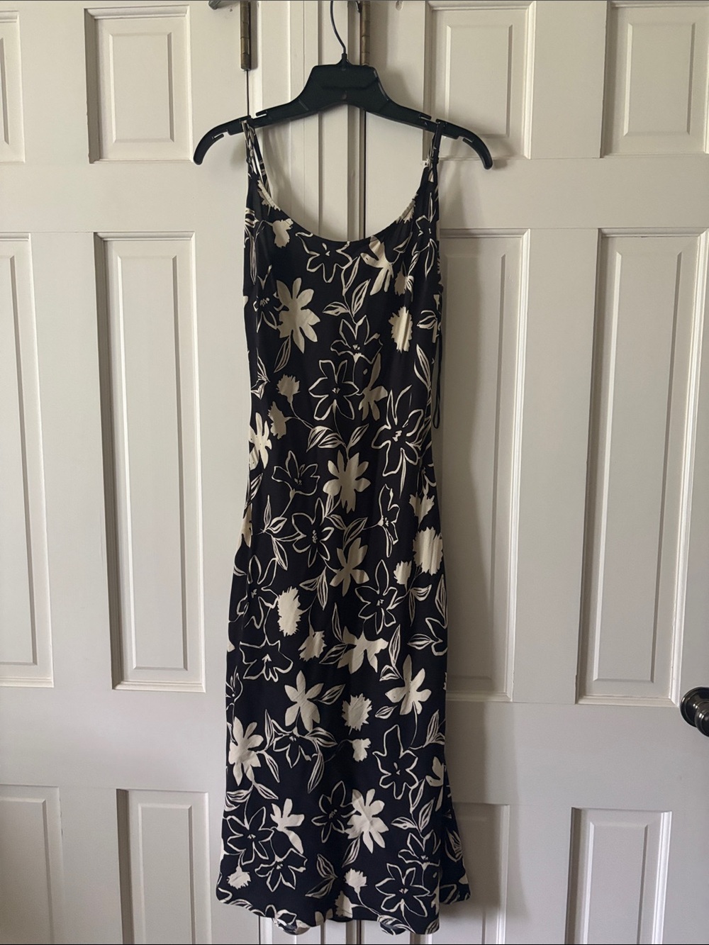 RVCA Black and White Floral Midi Slip Dress